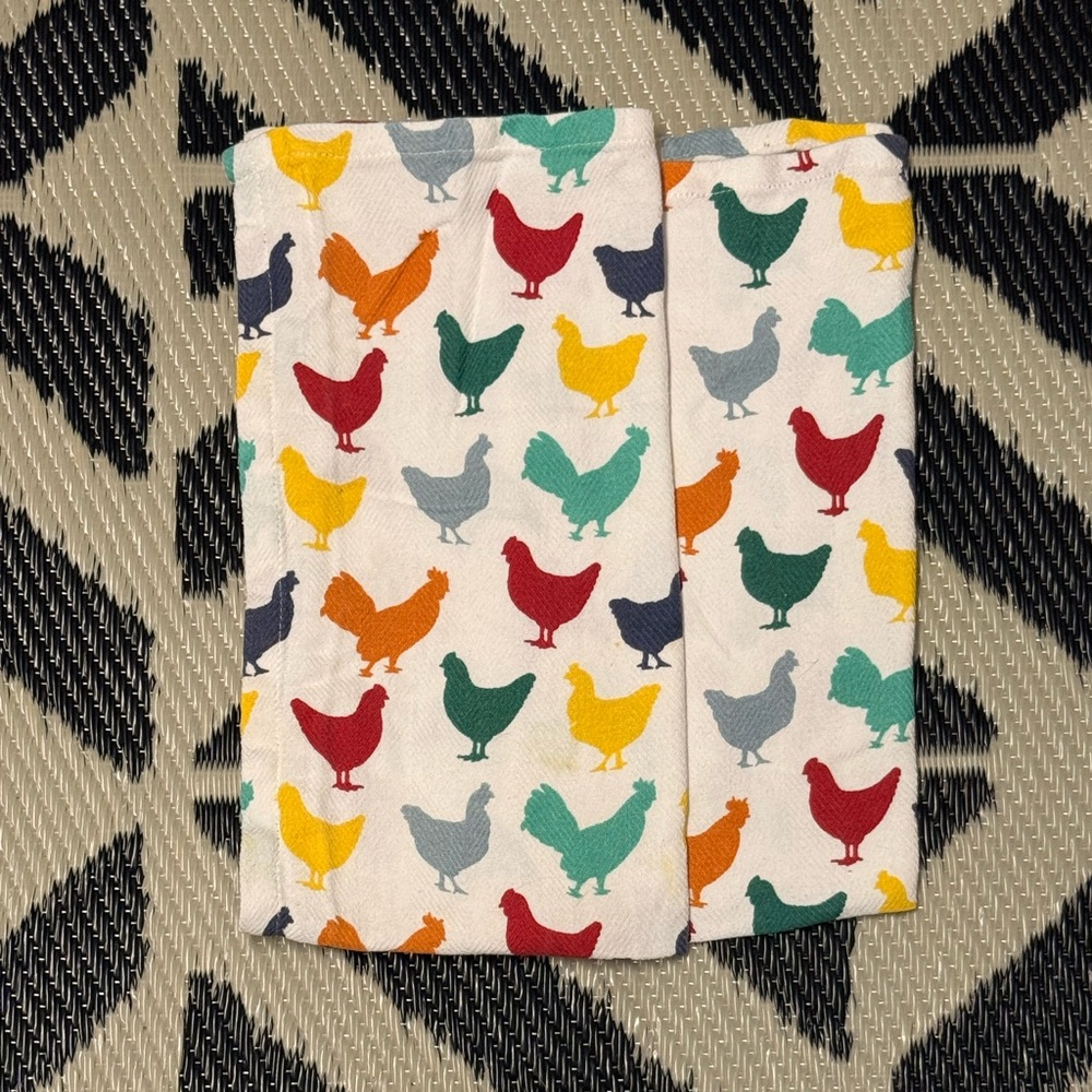 Dish towels: Colorful Chicken Print Fabric